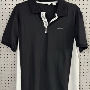 Calvin Klein Black and White Polo Shirt for Men